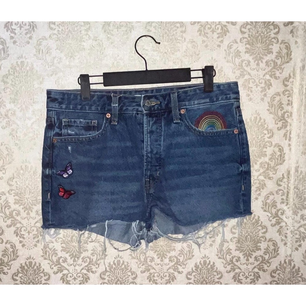 Old Navy Love Pride Rainbow Butterfly Women's Shorts Upcycled Sz.8 LGBTQIA+ Ally - Picture 4 of 9